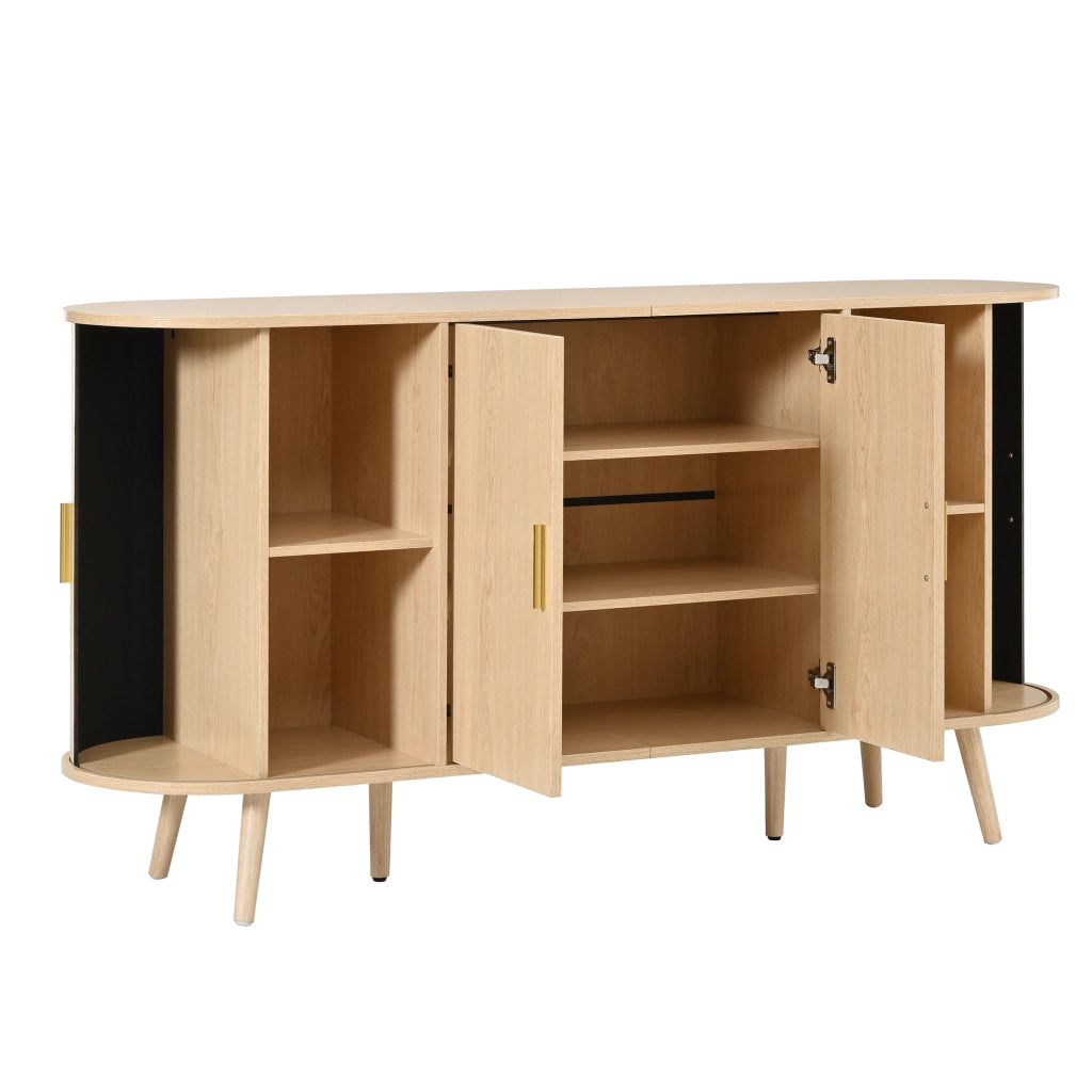 Credenza con 2 ante e ante scorrevoli laterali, ripiano regolabile, per sala da pranzo e ingresso 150 × 40 × 79 cm