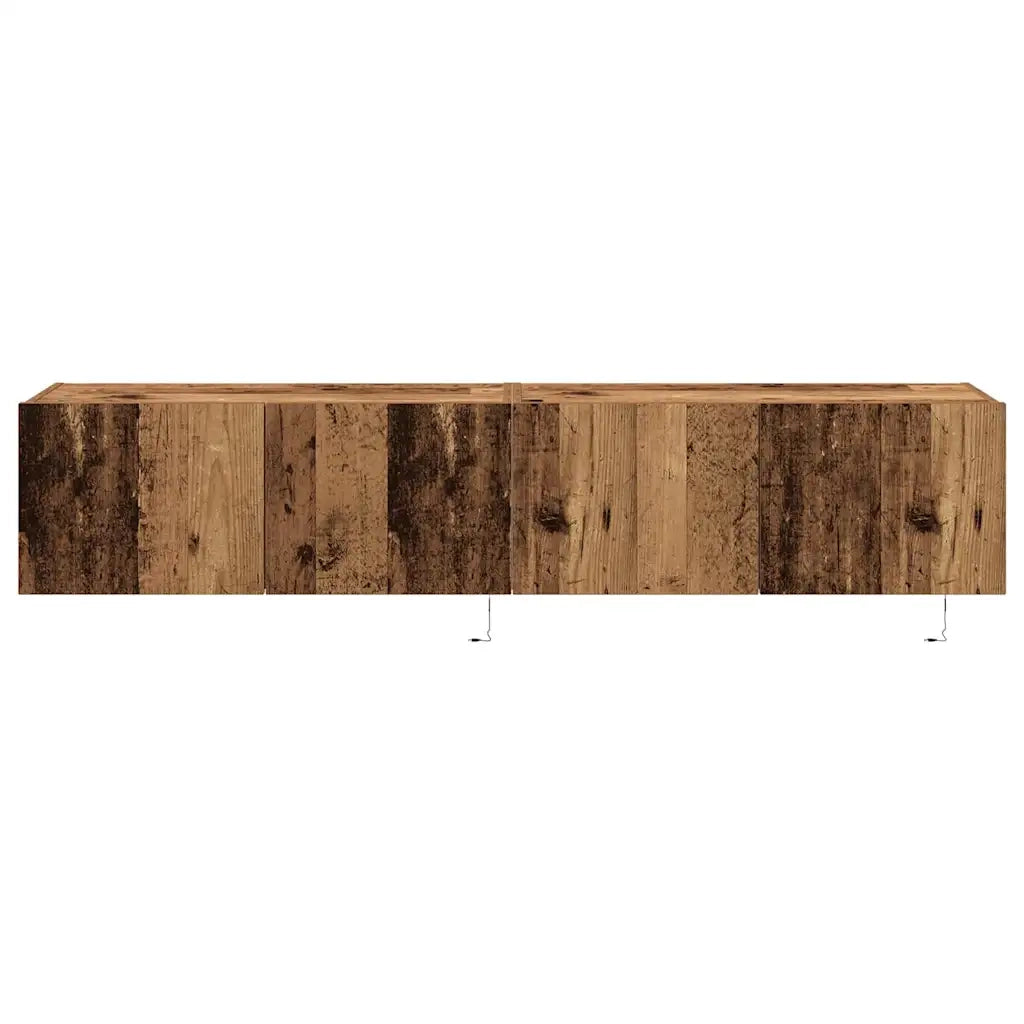 Mobile TV da parete con LED 2 pcs Legno vecchio 80 x 35 x 31 cm 863105