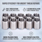 Set di viti a dado 10 pezzi - M8/M10 dado di riparazione - 12 mm lunghezza - 9 mm foro di base - in acciaio inossidabile - riparazione di dado di riparazione duratura e affidabile