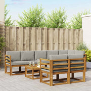 Set di divani da esterno 9 pcs Grigio Naturale e Chiaro
