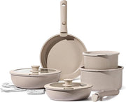 Set di Pentole e Padelle - Cucina Antiaderente - 15 Pezzi - Taupe - Resistenti al Forno
