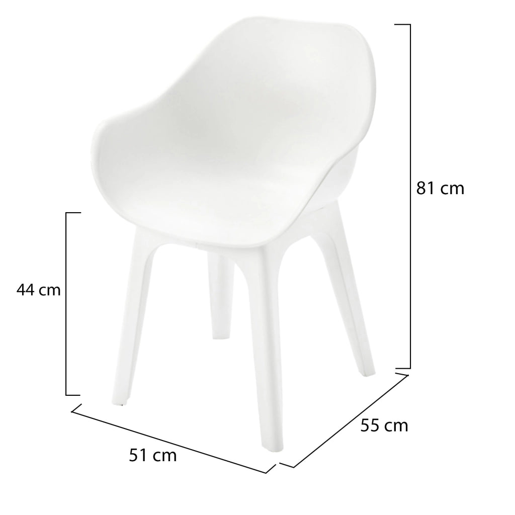 Beachfield, Sedia da Esterno 4 Sedie Made in Italy, Bianco