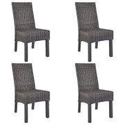 Sedie da Pranzo 4 pz Marroni in Rattan Kubu e Legno di Mango  cod mxl 24794