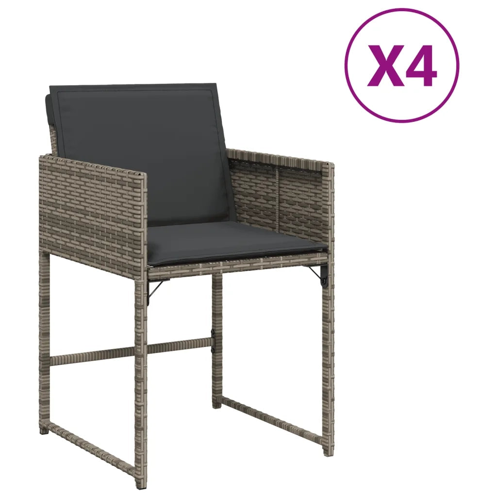 Sedie da Giardino con Cuscini 4 pz | Sedie da Esterno Grigio in Polyrattan