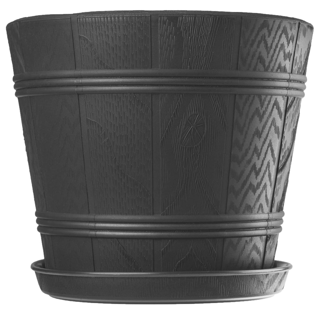 Vaso da fiori KADAX con supporto, coperchio rotondo, 26 cm, plastica, grafite