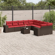 Set Divani da Giardino 11 pz con Cuscini Marrone in Polyrattan 3223123