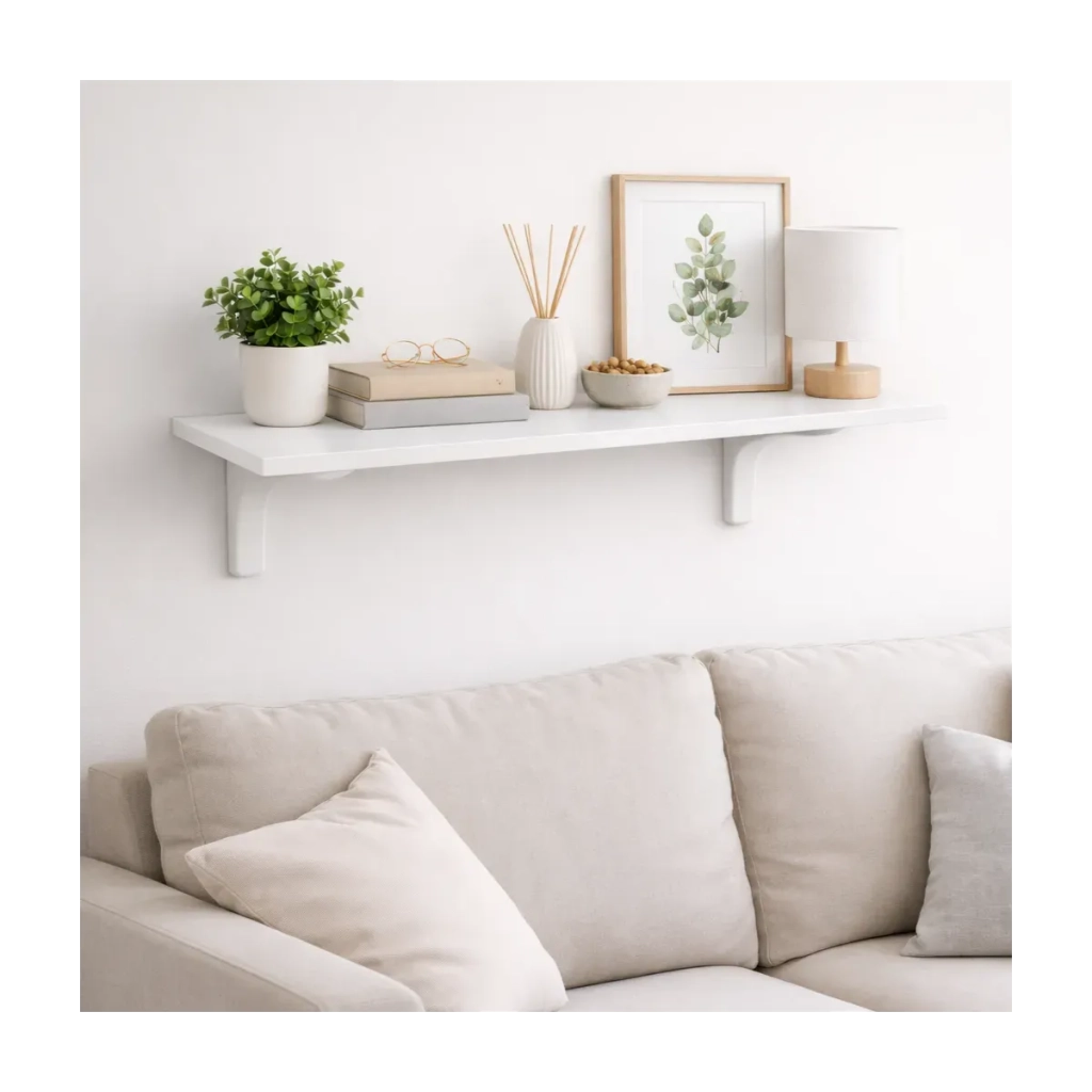 Mensola da Muro da appoggio in Legno nobilitato spessore 1,8 cm in colore Bianco 100x20 cm