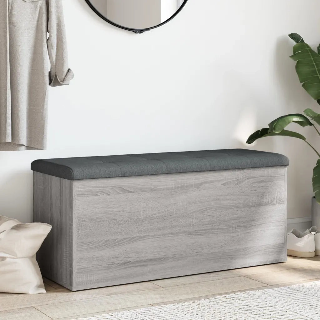Panca Portaoggetti-Sgabello-Panca con Contenitore Grigio Sonoma 102x42x45 cm Legno Multistrato 992281