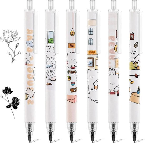 Set di 6 Pastelli a Grafite senza Inchiostro - Pastello meccanico - Contenitore Cartoon ombreggiato - Riciclabile - Adatto a bambini, adulti e studenti - Contenitore piccolo