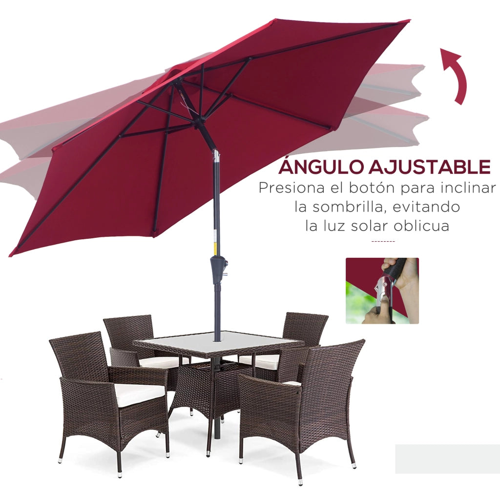 Ombrellone da Giardino Reclinabile ¨C Zephmum ¨C Rosso ?260x235 cm in Alluminio e Metallo