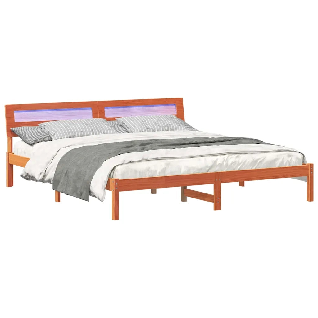 vidaXL Struttura del letto con testiera Cera marrone 180 x 200 cm