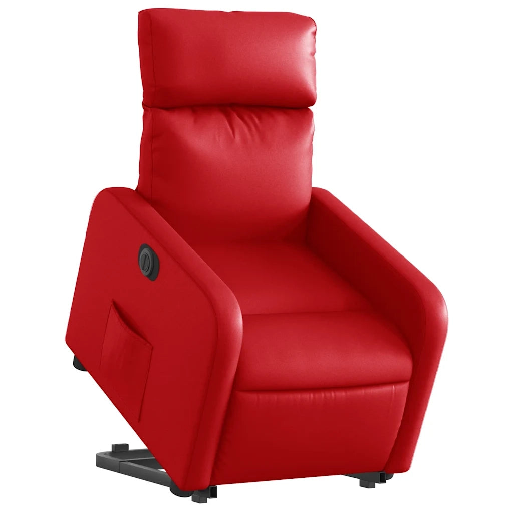 Poltrona Alzapersona Reclinabile Elettrica Rossa in Similpelle 3206768