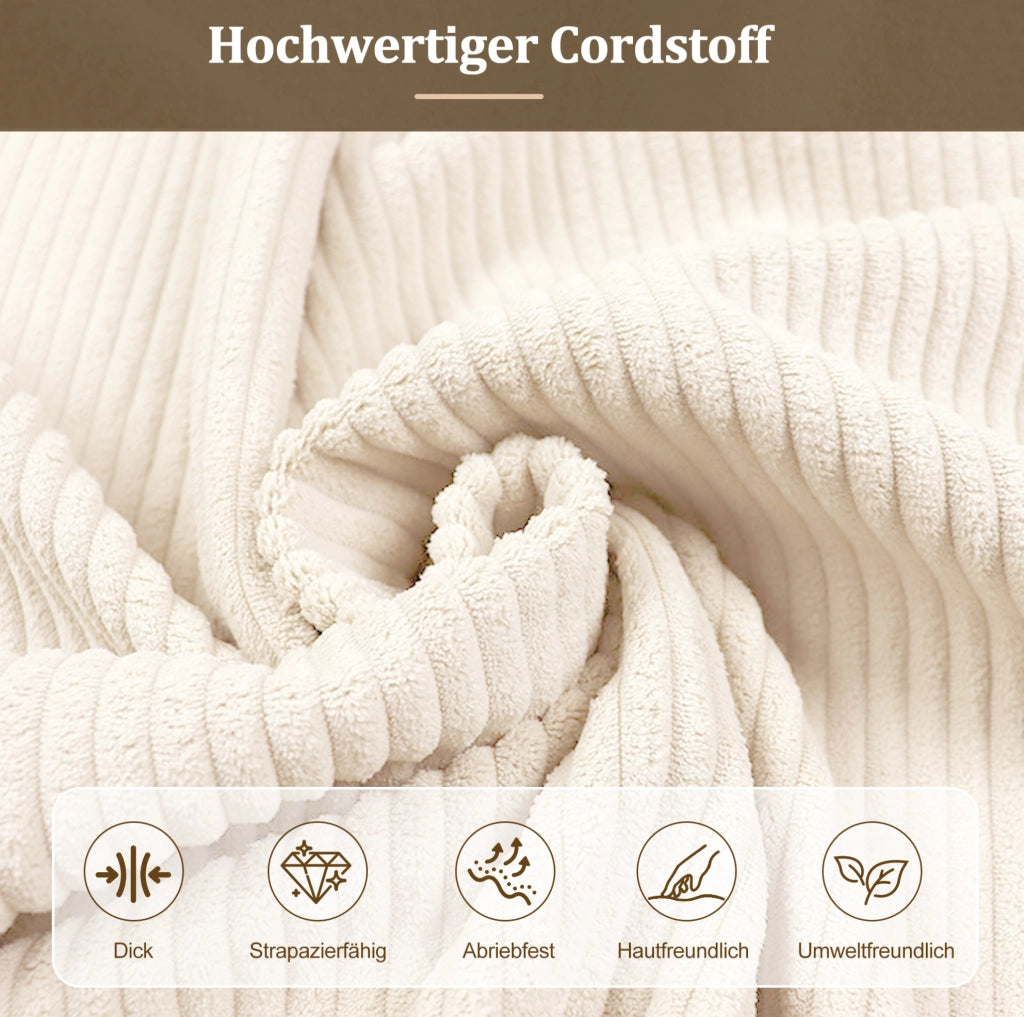 Letto matrimoniale contenitore 180x200 cm beige in velluto a coste