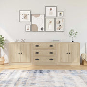 vidaXL Credenze 3 pz Rovere Sonoma in Legno Multistrato