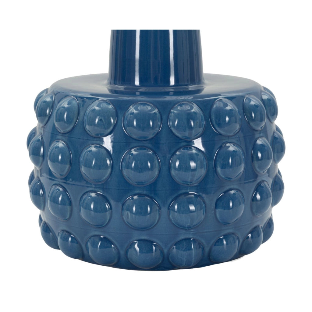 Lampada da tavolo Gress in ceramica blu e tessuto