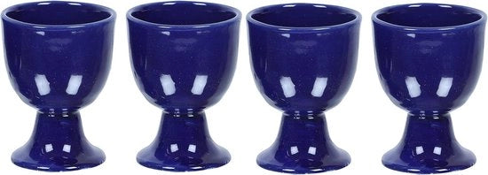 Set di contenitori per uova cotti a bassa temperatura - ciotoline per uova in ceramica - set di regalo per l'arrivo a casa da 4 (blu)