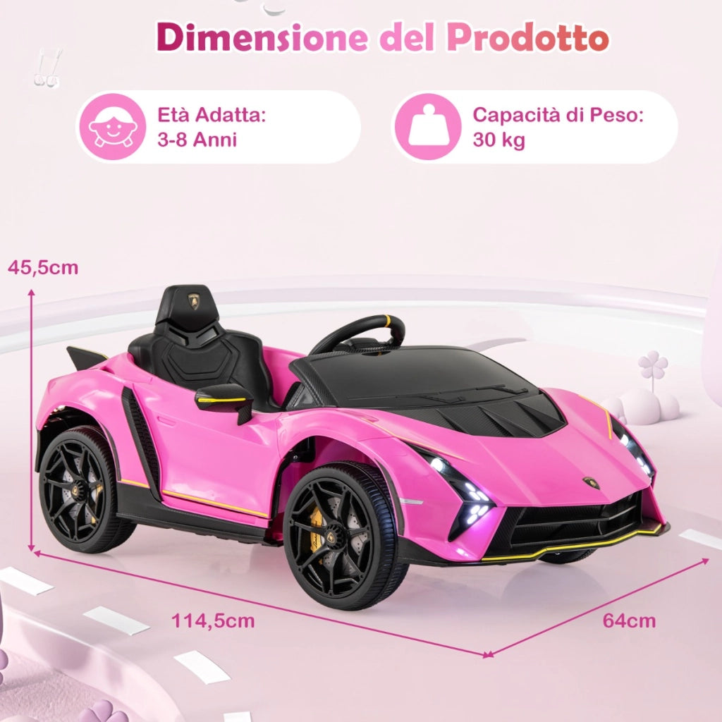 Macchina cavalcabile per bambini, 4WD batteria a 12V con telecomando luci LED sistema audio portoni idraulici Rosa-Macchinine giocattoli
