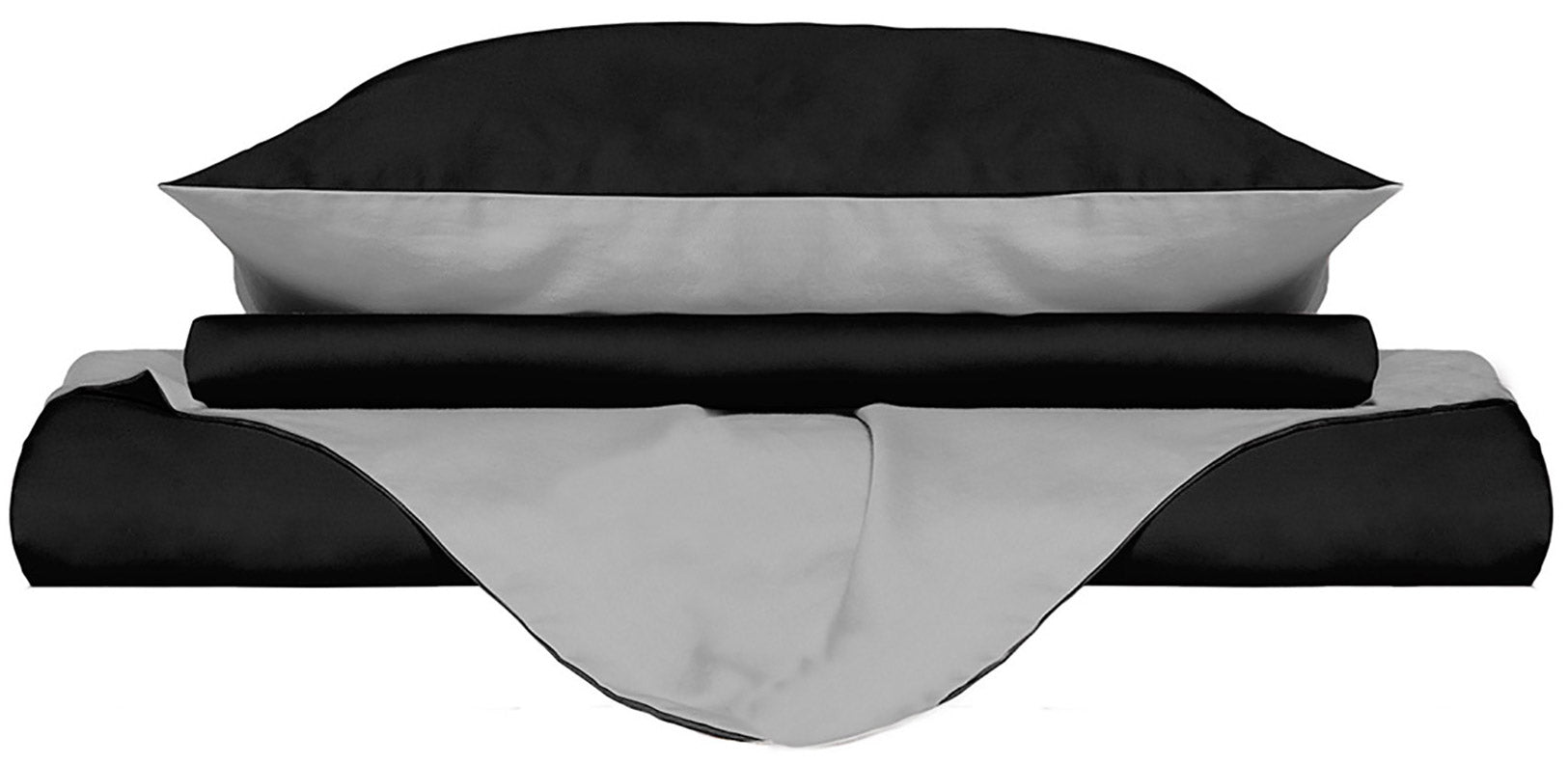 Copripiumino con Sacco e Federe Doubleface Nero/Grigio Chiaro Matrimoniale
