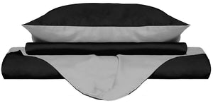Copripiumino con Sacco e Federe Doubleface Nero/Grigio Chiaro Matrimoniale