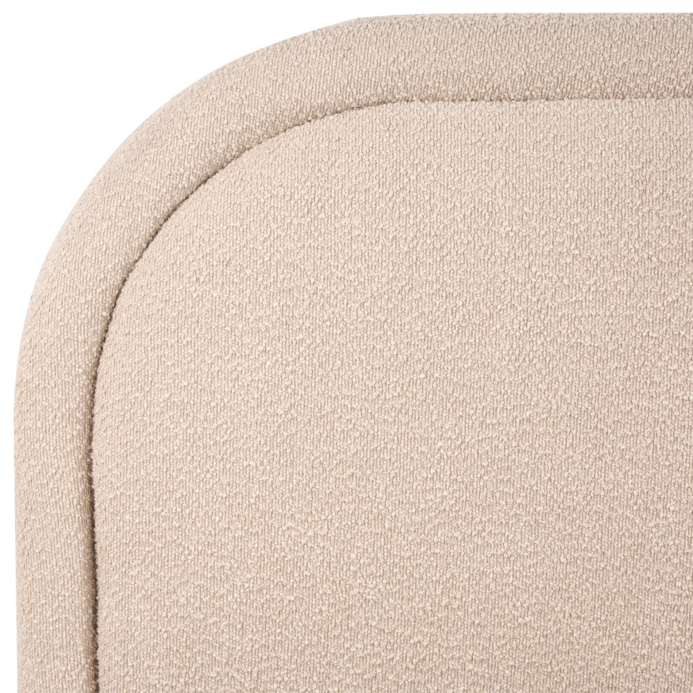 Letto moderno con contenitore e testata imbottita in bouclé beige chiaro 180 x 200 cm