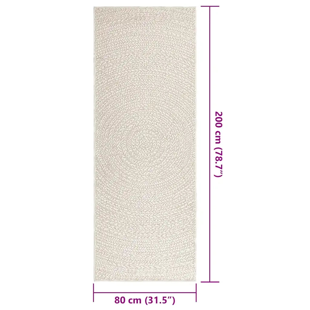Tappeto del soggiorno | Tappeto ZIZUR Crema 80x200 cm Aspetto Iuta Interni ed Esterni