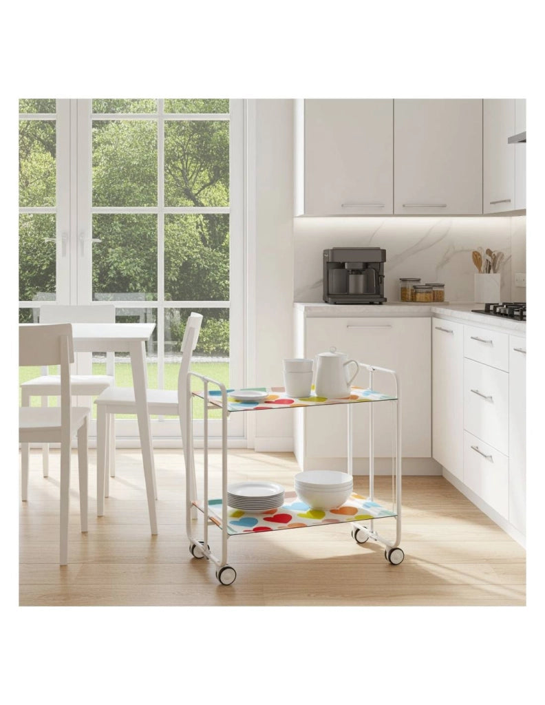 Carrello da cucina pieghevole bianco con ruote BAUHAUS 2 ripiani