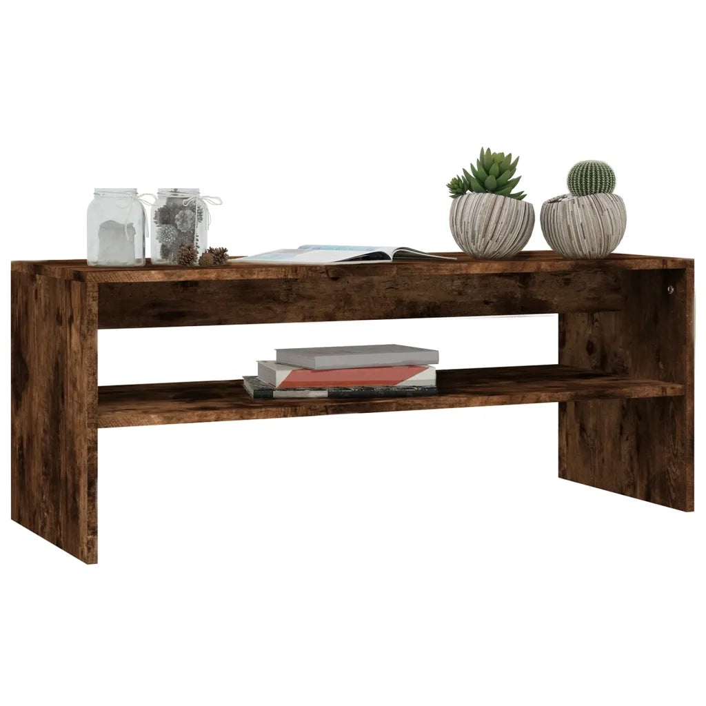 Tavolino da Salotto Rovere Fumo 100x40x40 cm Legno Multistrato 815255