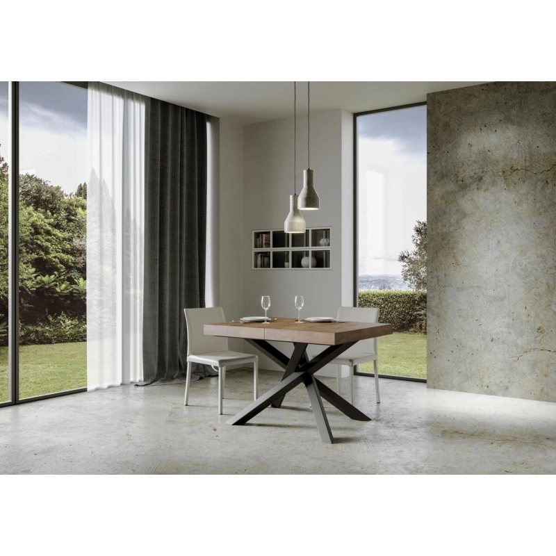 Tavolo allungabile 90x120/224 cm Volantis telaio Antracite - Noce