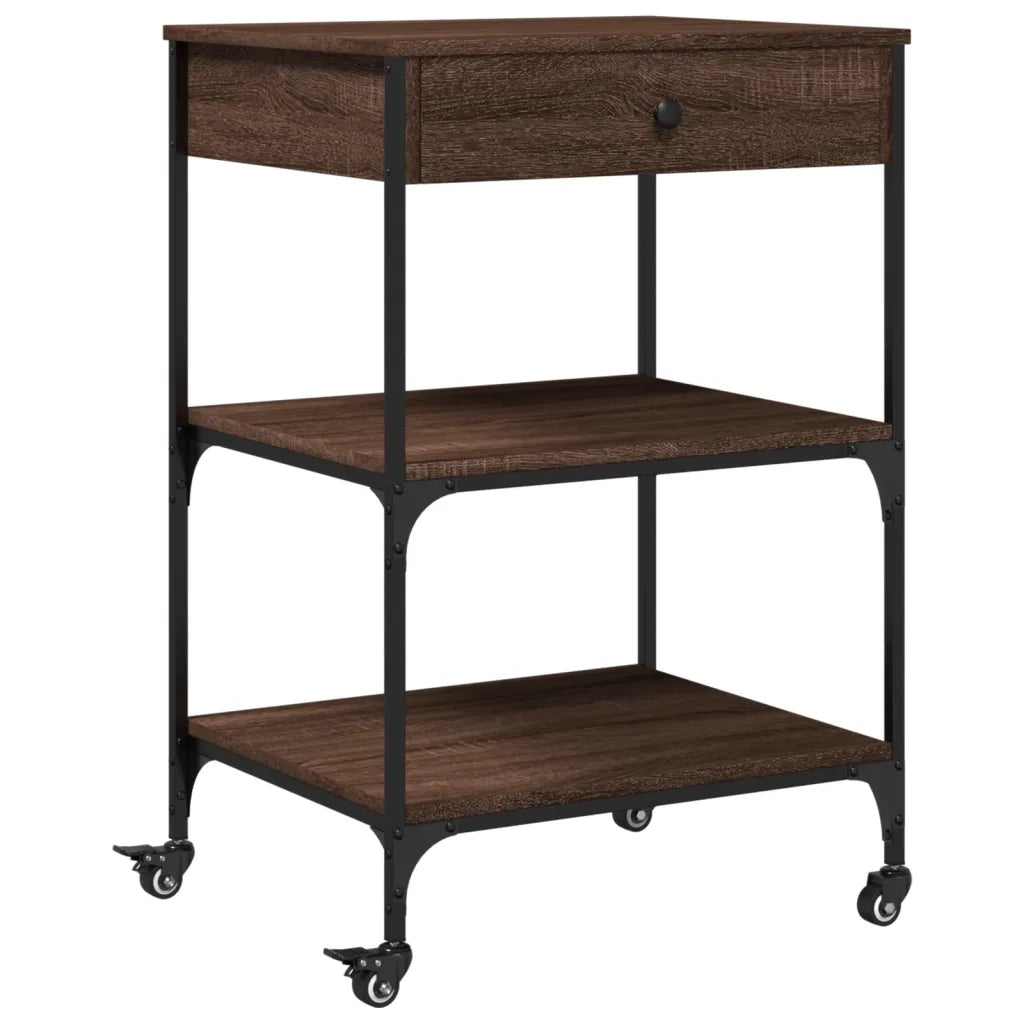 Carrello Cucina-Scaffale per Cucina Rovere Marrone 60x48x89,5 cm Legno Multistrato
