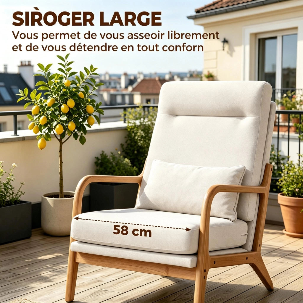 POLTRONA da salotto schienale alto 64x86x93 cm Crema