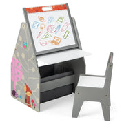 Cavalletto da disegno bifacciale per bambini 50 x 50 x 85 cm organizer multifunzionale e portaoggetti in MDF grigio 20_0019188