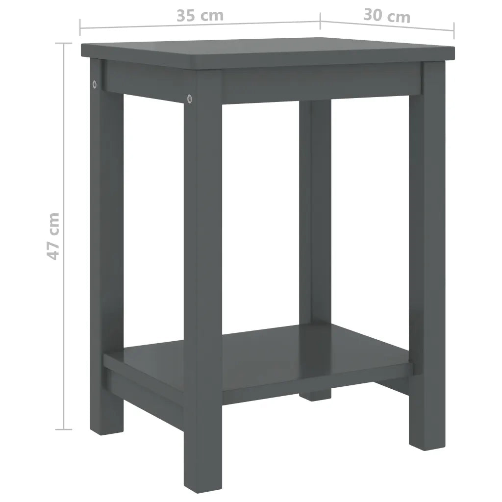 Comodino Grigio Scuro 35x30x47 cm in Legno Massello di Pino 322214