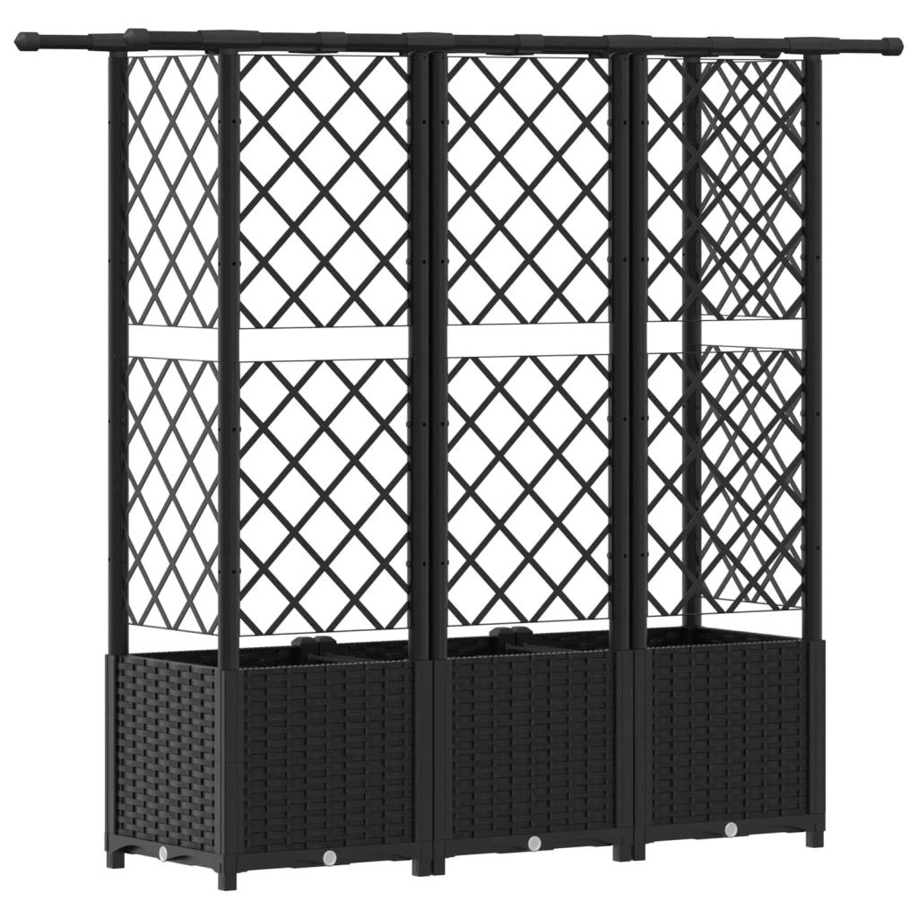 Letto Rialzato con Griglia e Tetto Nero 163,5 x 40 x 138 cm PP 42032549