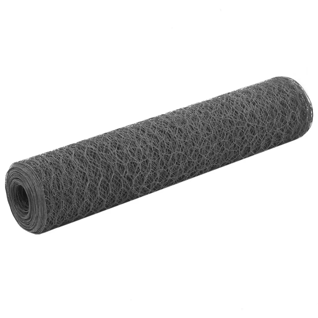 Recinzione in Rete per Pollaio in Acciaio e PVC 25x0,75m Grigiacod mxl 128095