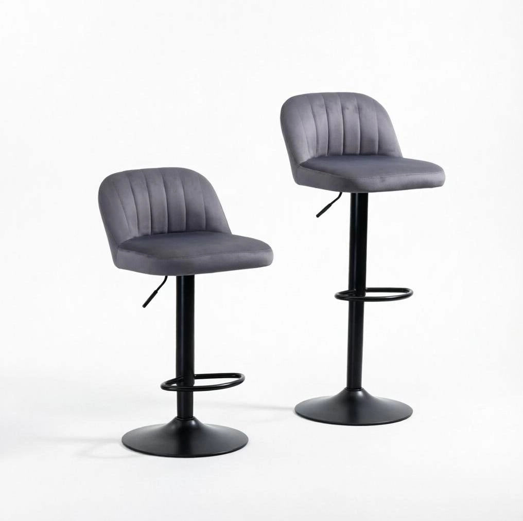 Set 2 sgabelli da bar regolabili girevoli grigio e nero