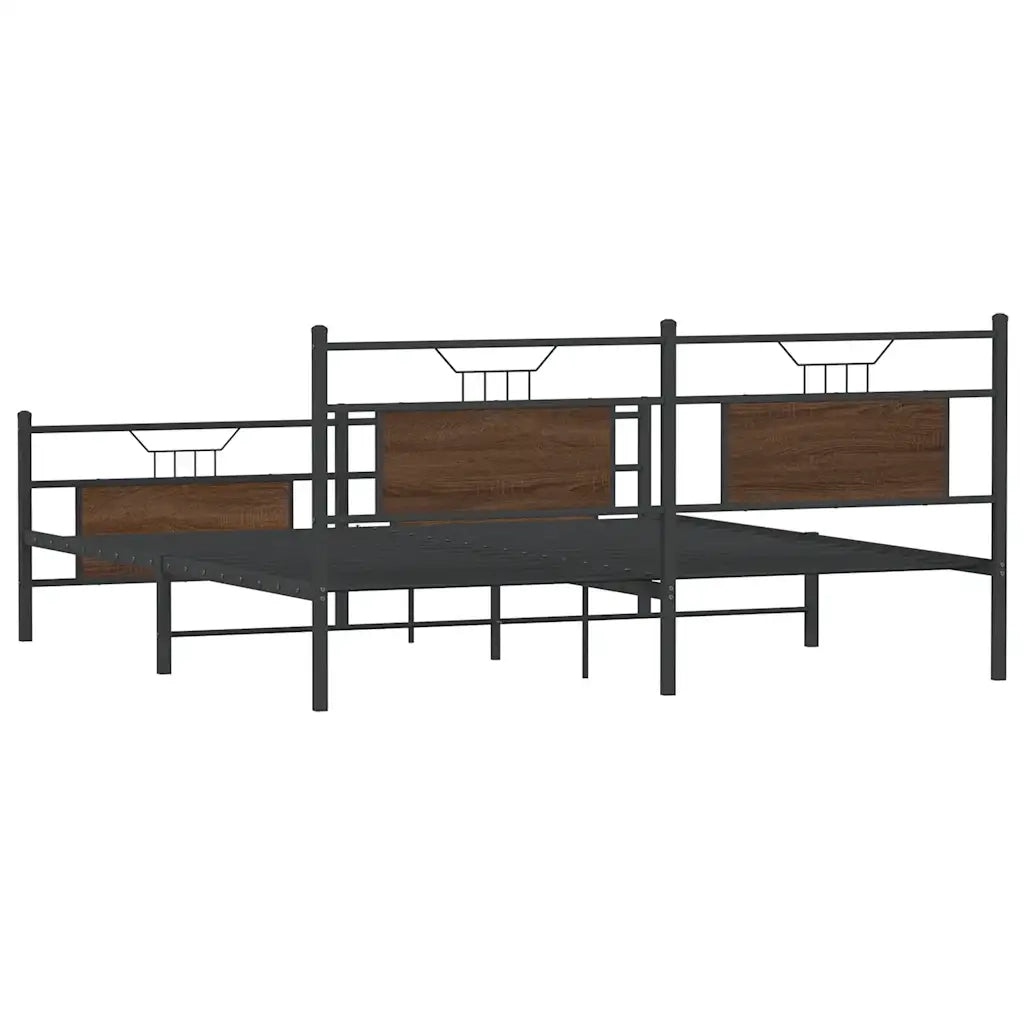 Giroletto senza Materasso in Metallo-Struttura Letto Rovere Marrone 160x200 cm 183666