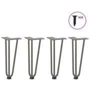 Gambe a forcina per tavolino 4 pz in acciaio naturale 30 cm in acciaio massiccio