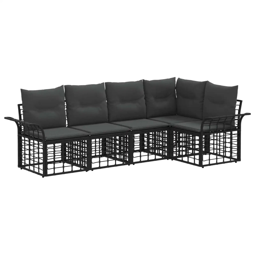 Set di divani da esterno 5 pz Nero e Grigio scuro Poliestere 3437687