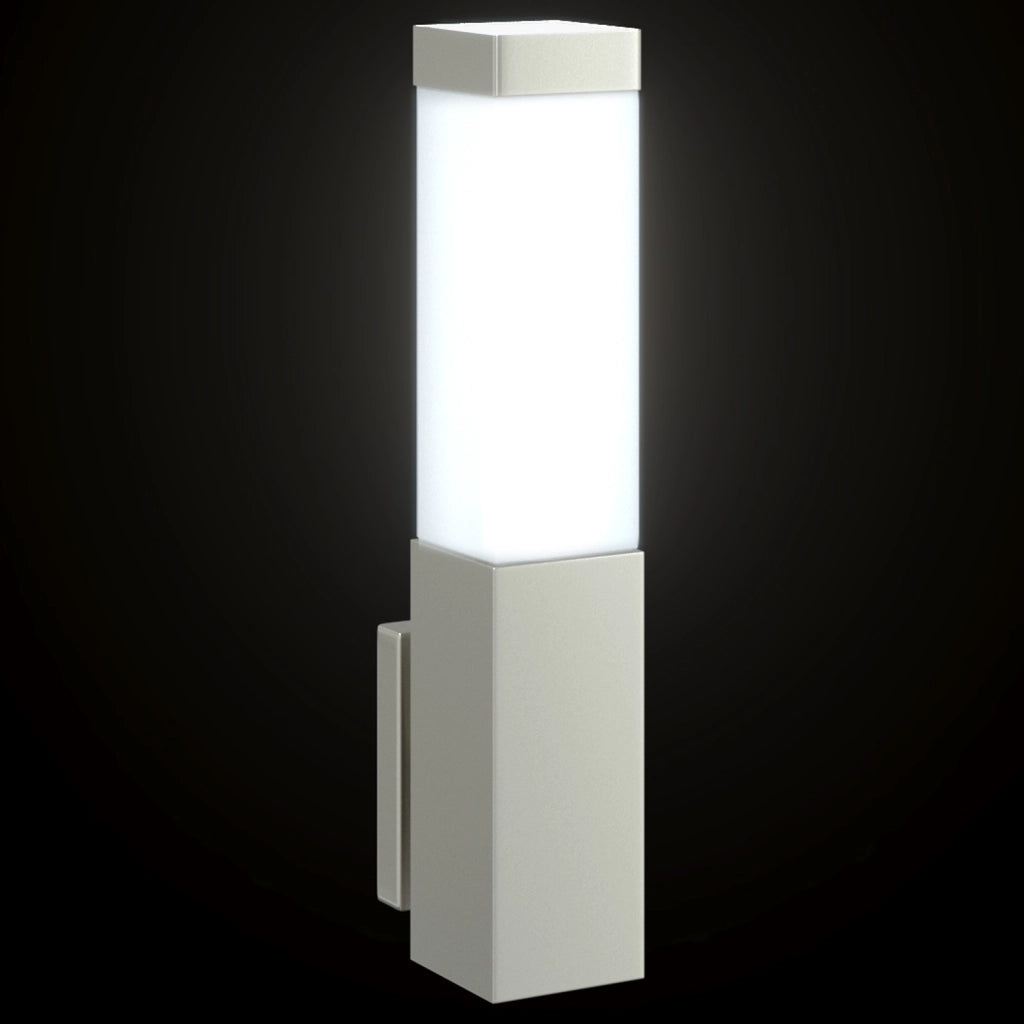Luce da parete esterna argentata in acciaio inox IP44