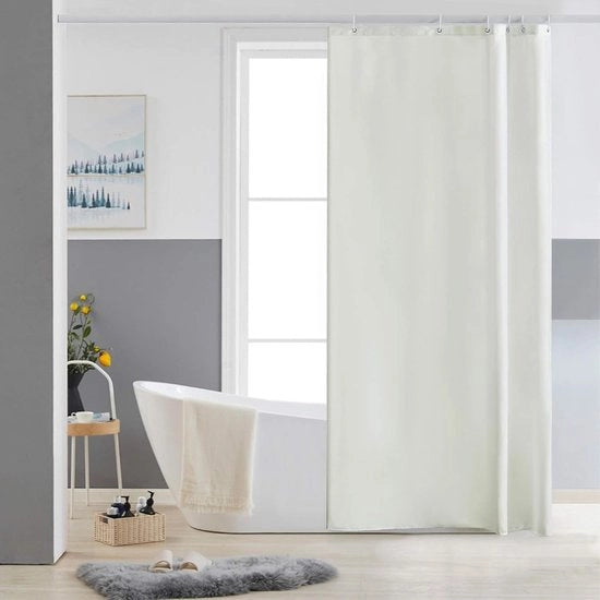 Douchegordino Anti Schimmel con Tessuto in Poliestere Acqua-Resistente per Bagno o Doccia con 6 Haken in Beige 80x180cm.