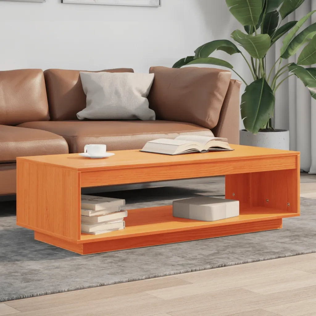 Tavolino da Salotto Marrone Cera 110x50x33,5cm Massello di Pino 844135