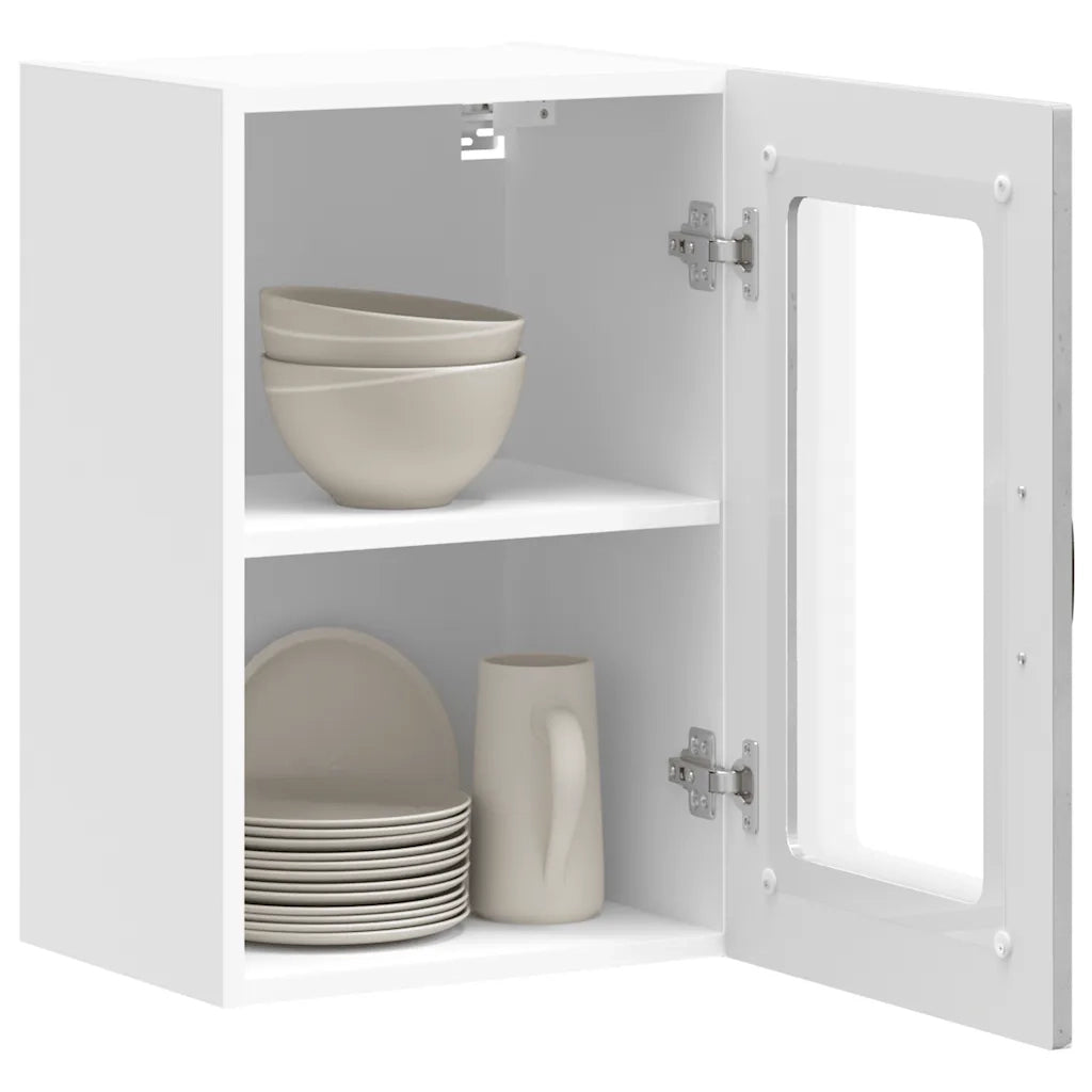 Pensile da Cucina con Porta in Vetro Kalmar Grigio Cemento 853531