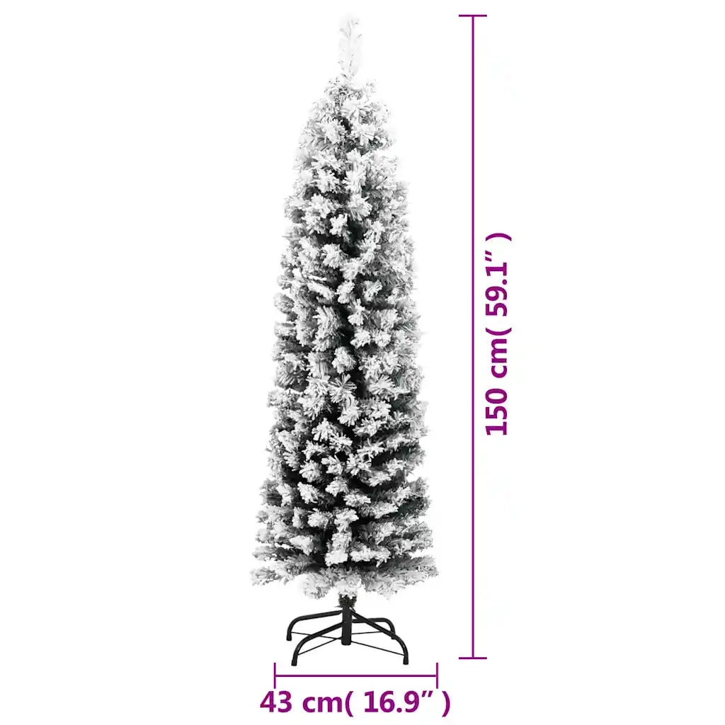 Albero di Natale | Decorazioni natalizie Artificiale con Neve Fioccata Verde 150 cm PVC