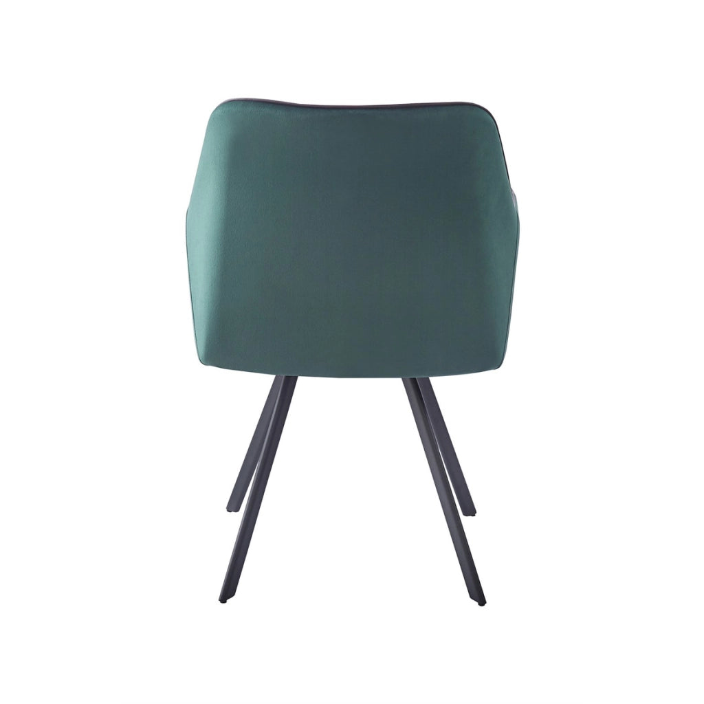 Sedia di design Amber in velluto verde e metallo