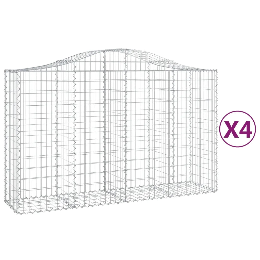 Cesti Gabbioni ad Arco 4 pz 200x50x120/140 cm Ferro Zincatocod mxl 123936
