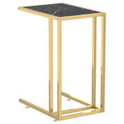 Tavolino | Tavolo laterale per Computer Marmo Nero 50x35x65 cm Vetro Temperato