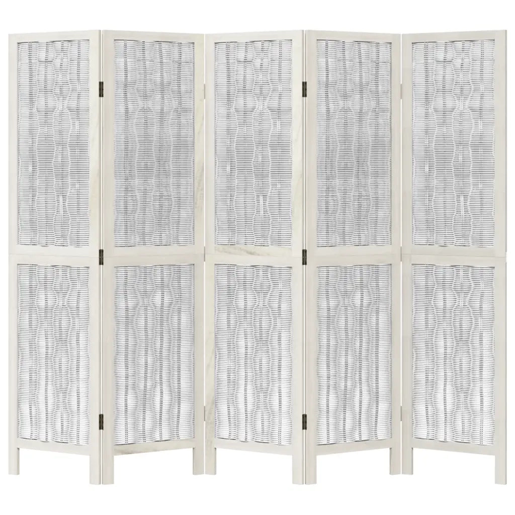 Divisorio Ambienti 5Pannelli Bianco Legno Massello di Paulownia