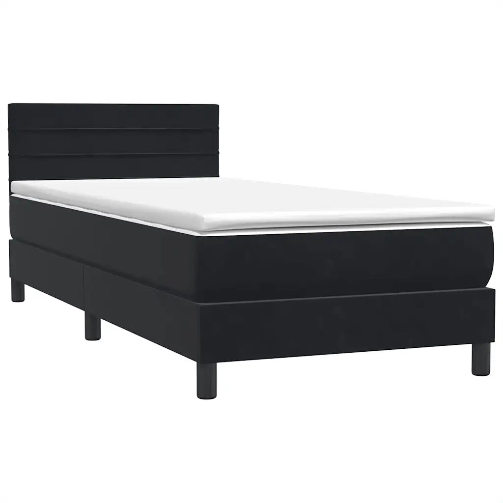 Letto a Molle con Materasso e LED Nero 80x220 cm Velluto 3317003