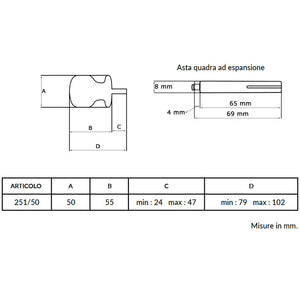 Maniglia su rosetta tonda SAGUATTI  251/50AQ in alluminio argento lucido