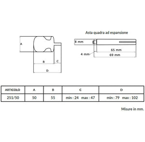 Maniglia su rosetta tonda SAGUATTI  251/50BQ in alluminio oro lucido